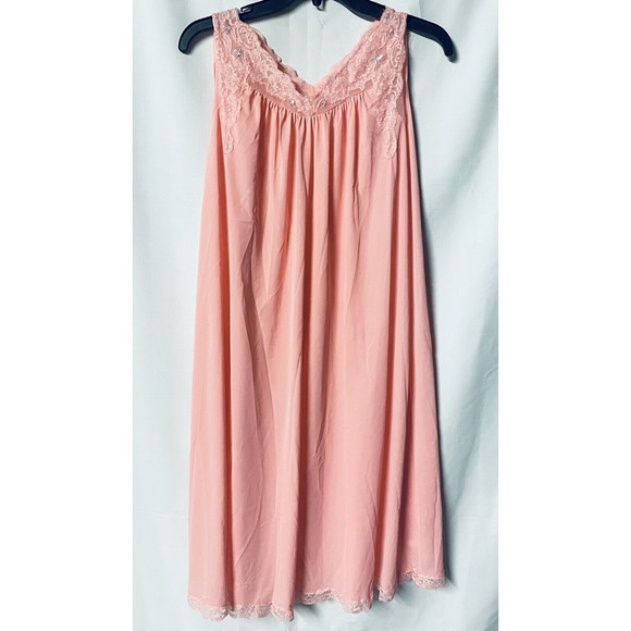 Vintage Shadowline Two Piece Gown and Button Up Robe Set Lace & Embroidery Small - Picture 2 of 14